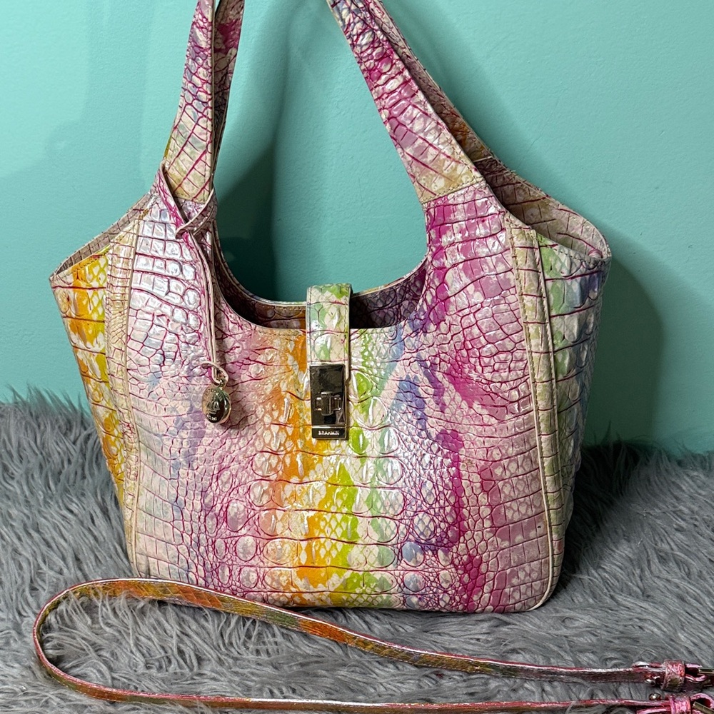 Brahmin Small Carla Multicolor Embossed Shoulder Bag